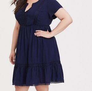 Torrid Navy Challis Pintuck Dress NWOT 3x